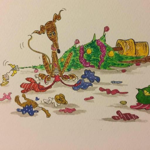 The elf did it whilst I was napping - A4 print by Nellie Doodles